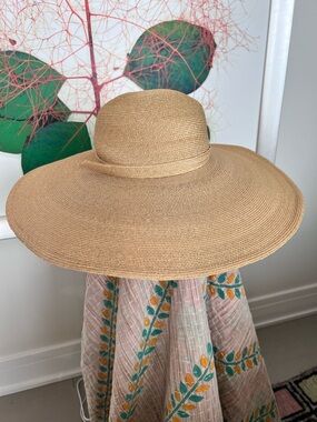 Vintage I Magnin Classic Wide-Brim Straw Sun Hat in Natural